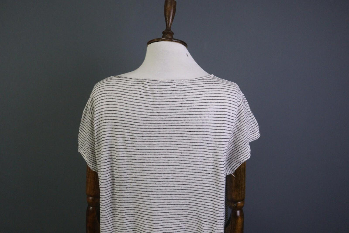 TRANSIT PAR SUCH Black and White Linen Short Sleeve Pocket Top Blouse – Size 4 – Used