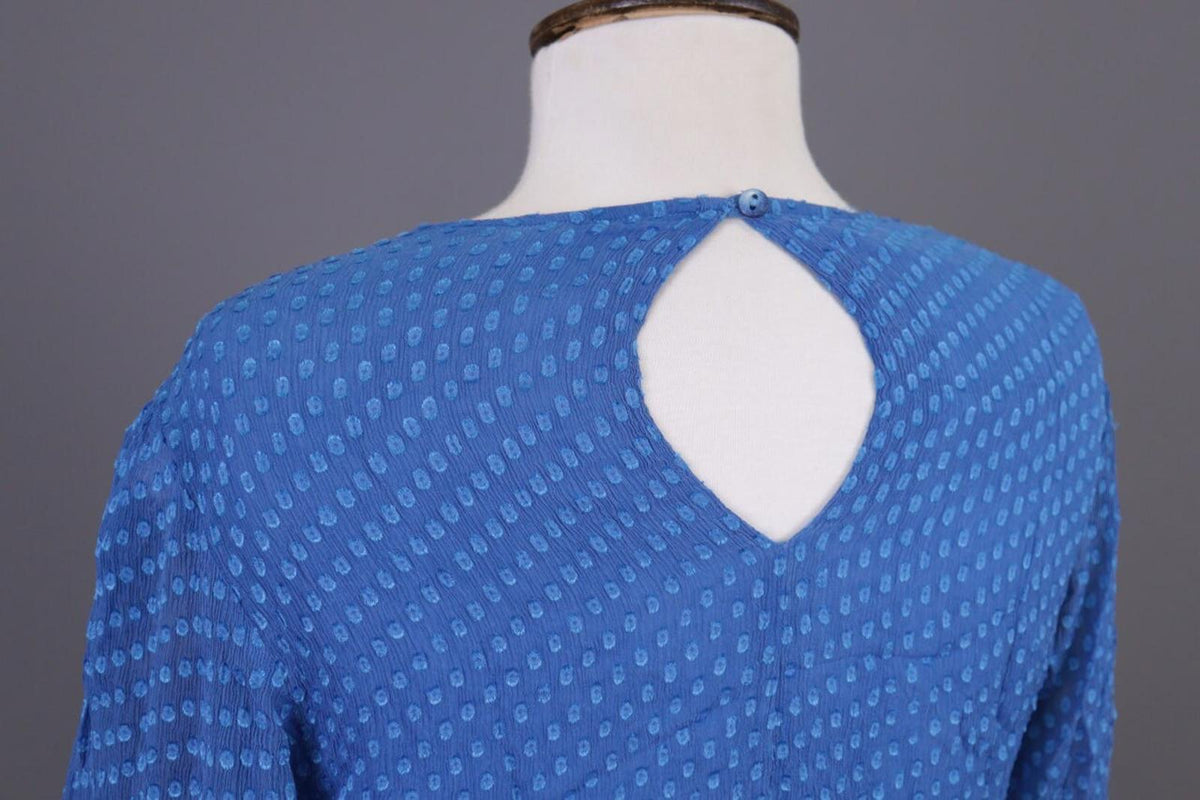GRIZAS Blue Silk Textured Lagenlook 3/4 Sleeve Blouse Tunic – Size XS
