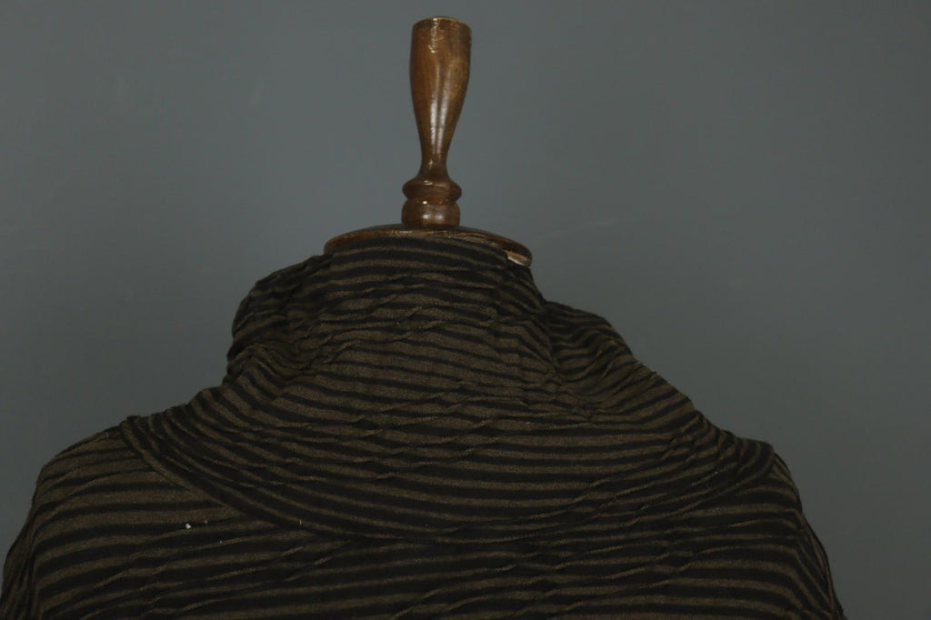 OSKA Brown Black Striped Viscose Blend Seersucker Long Sleeve Blouse Top – Size 1