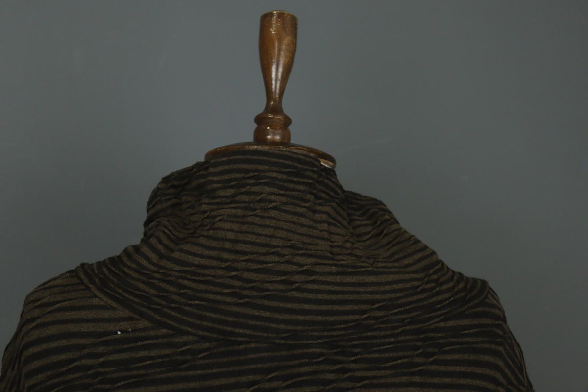 OSKA Brown Black Striped Viscose Blend Seersucker Long Sleeve Blouse Top – Size 1