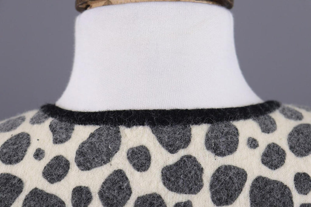 GUDRUN SJODEN Beige Leopard Print Wool Knit Vest Cardigan – Size L