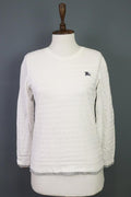BURBERRY BLACK LABEL Blouse Shirt White Ribbed Long Sleeve – Size 2