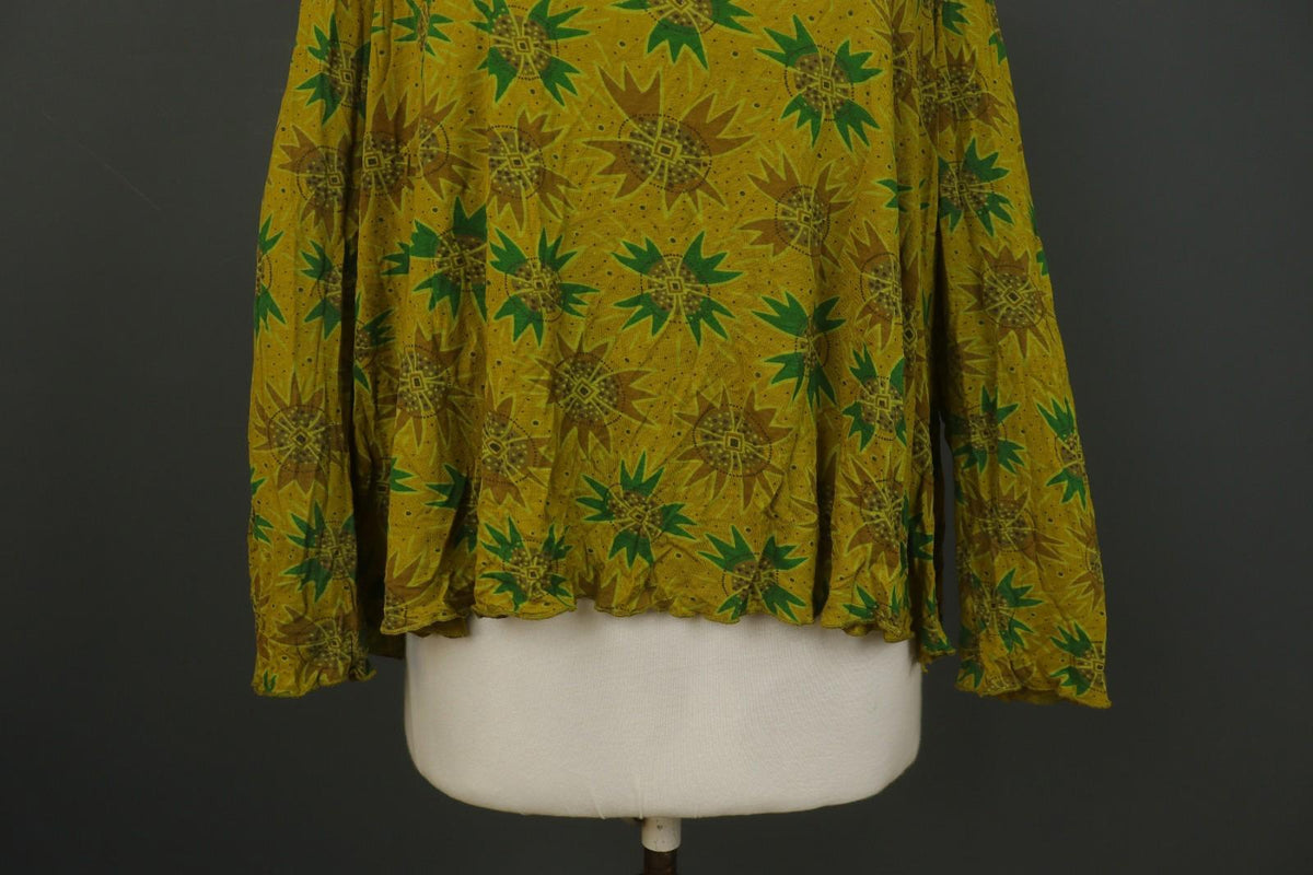 GUDRUN SJODEN Multi Floral 100% Viscose Boat Neck Pullover Blouse Top – Size XL