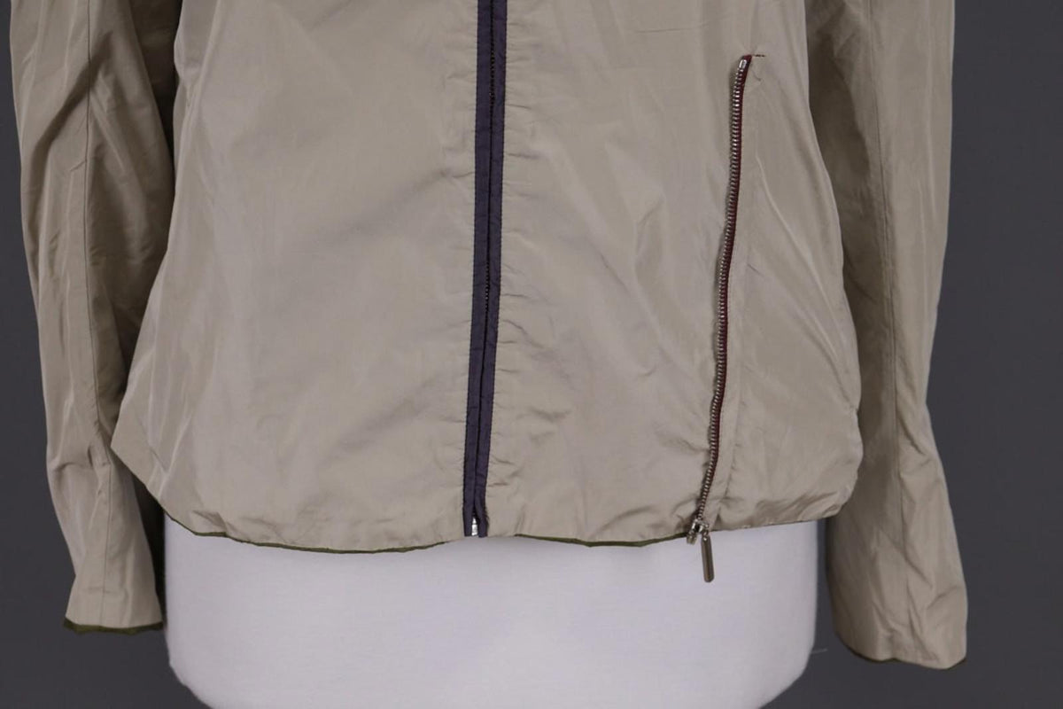 Max Mara Jacket Cream Green Reversible Zipped Pocket Hooded Full Zip – Size 10