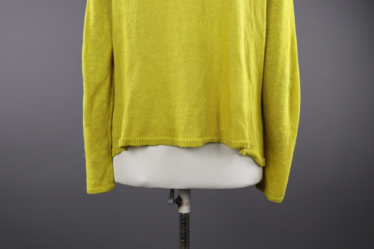 Gudrun Sjöden Yellow Linen Long Sleeve Cardigan Sweater – Women's L