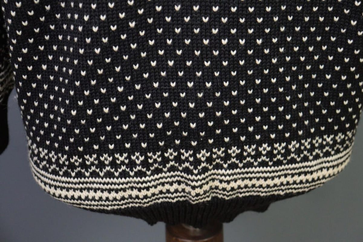 DALE OF NORWAY Black Clasp Fair Isle Wool Knit Ski Sweater