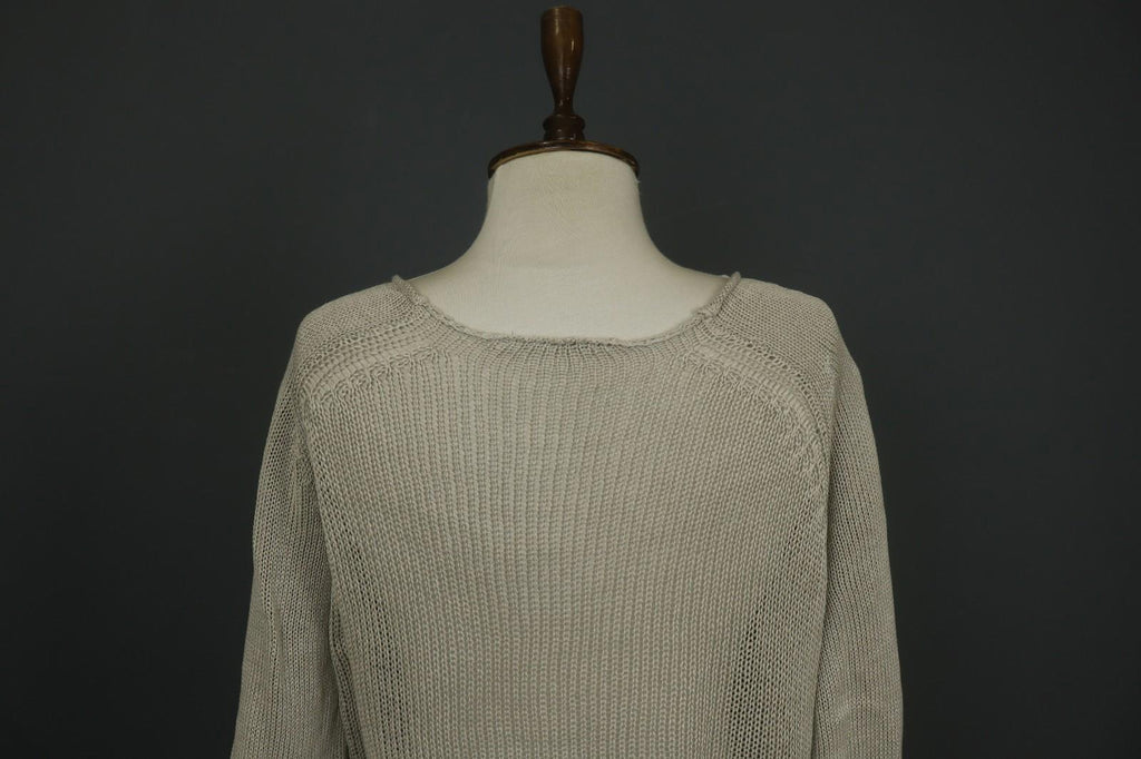 TRANSIT PAR SUCH Tan Open Knit Long Sleeve Round Neck Pullover Sweater – Size 1