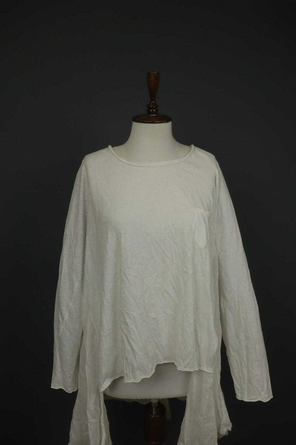 EWA I WALLA White Cotton Round Neck Long Sleeve High Low Blouse Top – Size M