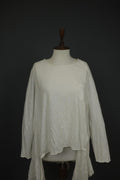 EWA I WALLA White Cotton Round Neck Long Sleeve High Low Blouse Top – Size M