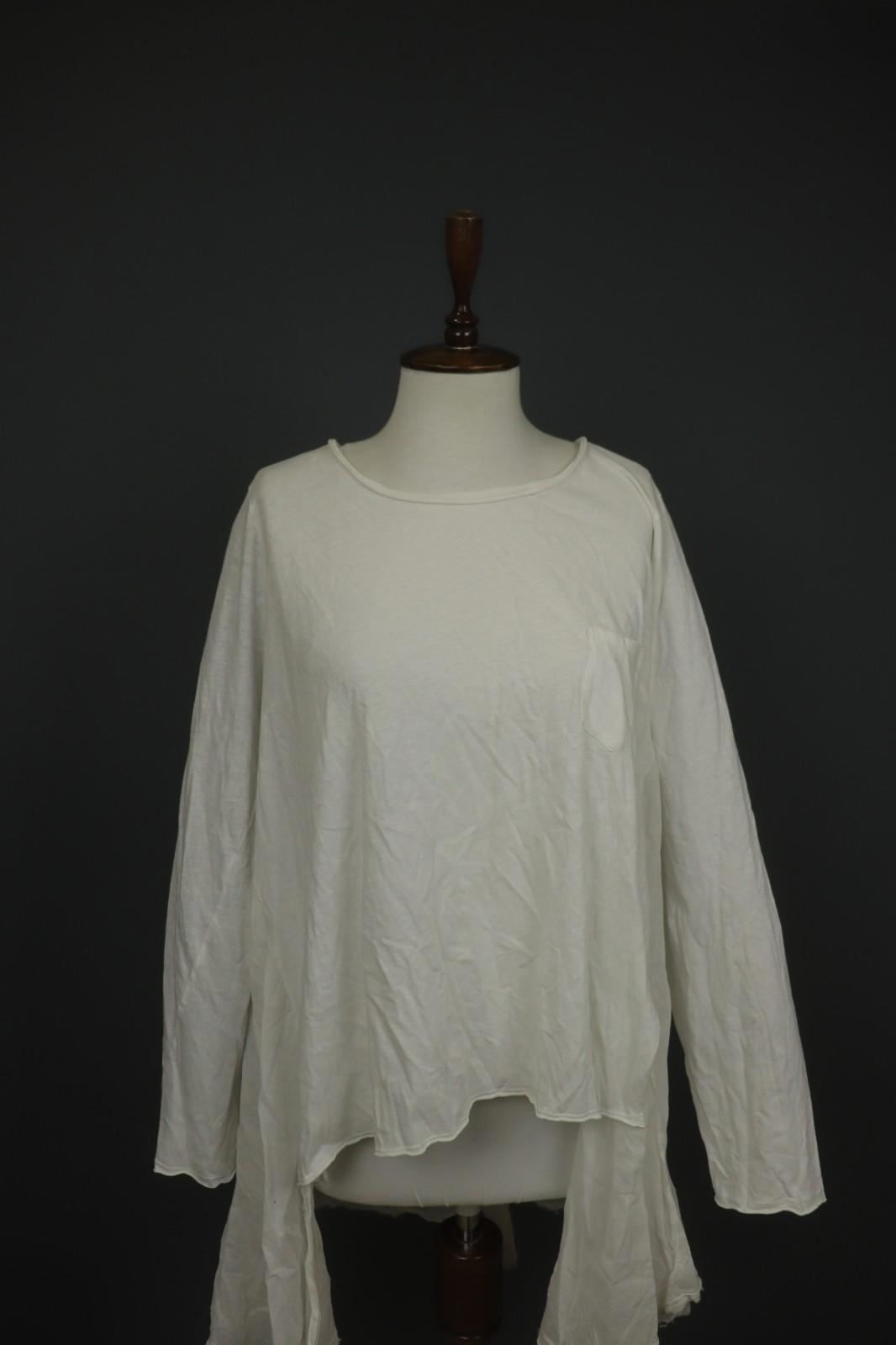 EWA I WALLA White Cotton Round Neck Long Sleeve High Low Blouse Top – Size M