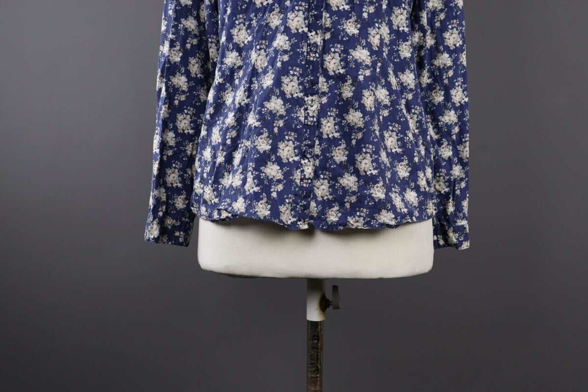 Laura Ashleyn Blue Floral Long Sleeve Blouse Shirt – Size 10