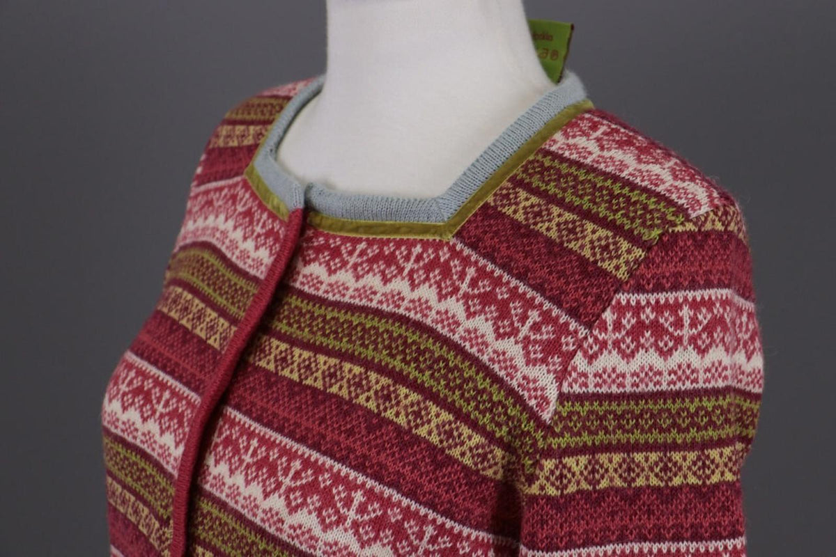 OLEANA Multicolor Jacquard Floral Alpaca Knit Cardigan Sweater – Size M
