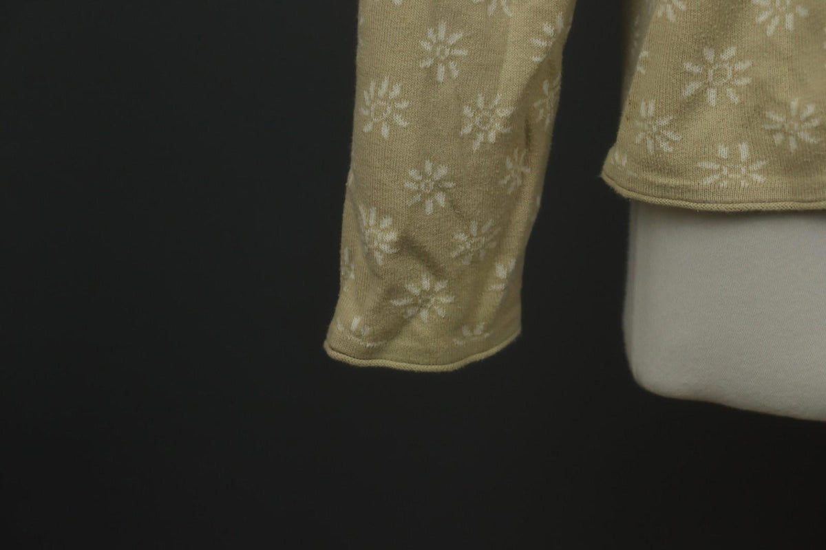 GUDRUN SJÖDEN Beige Floral Long Sleeve Button Front Cardigan Sweater – Size L