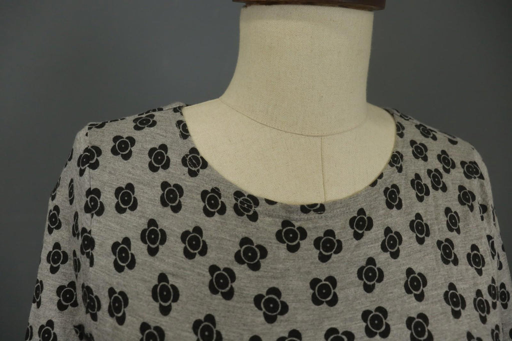 GUDRUN SJODEN Gray & Black Floral Modal Long Sleeve Crew Neck Blouse Top – Size S