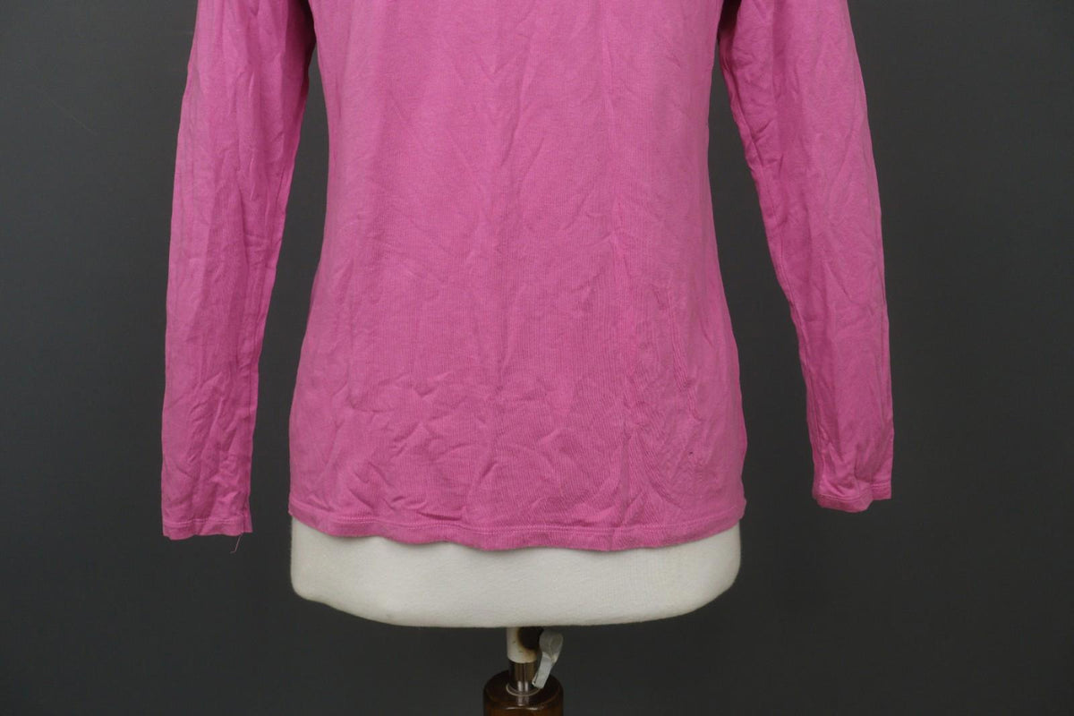 GUDRUN SJODEN Pink Lyocell Long Sleeve Round Neck Pullover T-Shirt Top – Size M