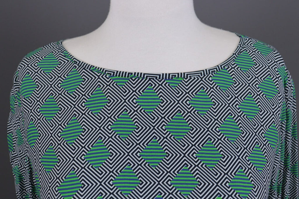 Emily Van Den Bergh Green Geometric Summer Long Sleeve Shirt Top – Size 38