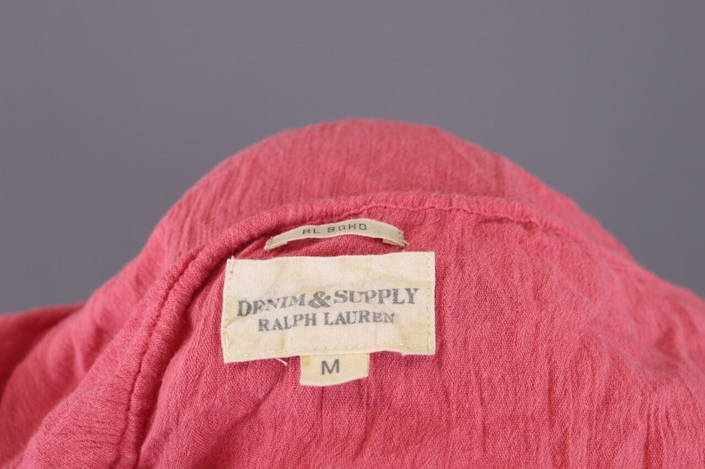 Denim & Supply Ralph Lauren Pink 3/4 Sleeve Drawstring Blouse Top Shirt – Size M