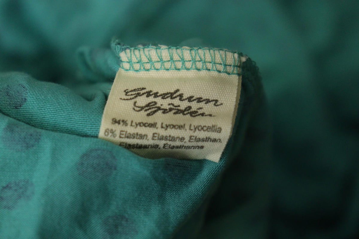 GUDRUN SJODEN Green Blue Polka Dot Round Neck Long Sleeve Tunic Dress – Size S