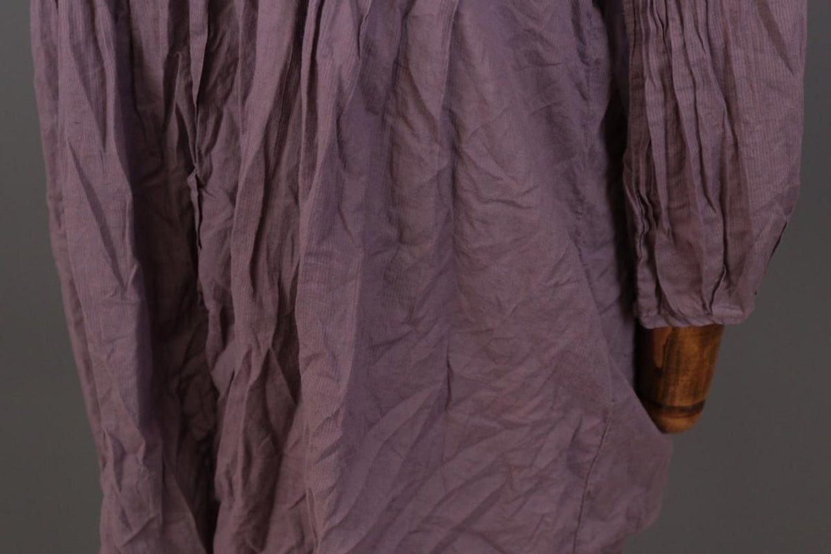 Cop. Copine Shirt Dress Purple Pleated Balloon Sleeve Button Front – Size 40