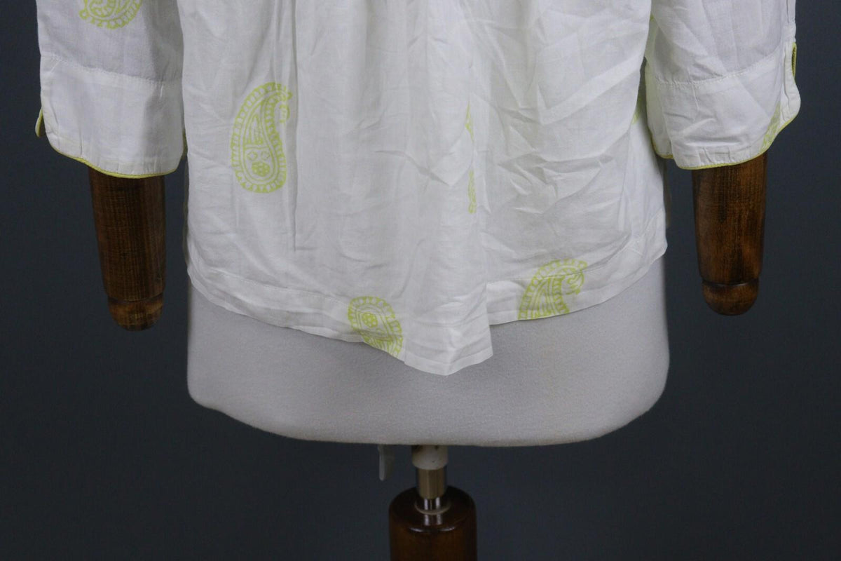 TOAST White Yellow Casual Comfortable 3/4 Sleeve Pleated Top Blouse – Size 12