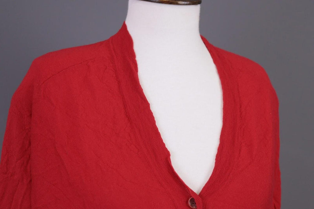 OSKA Red Knit Drape Long Sleeve Button Cardigan Sweater – Size 3