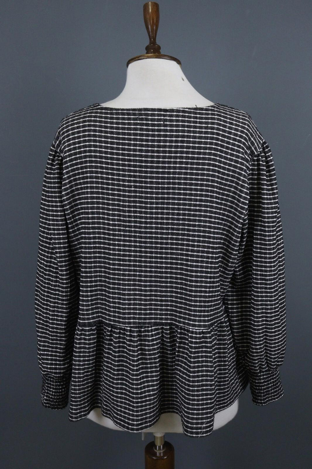 ZADIG & VOLTAIRE Black and White Casual Long Sleeve Round Neck Top Blouse