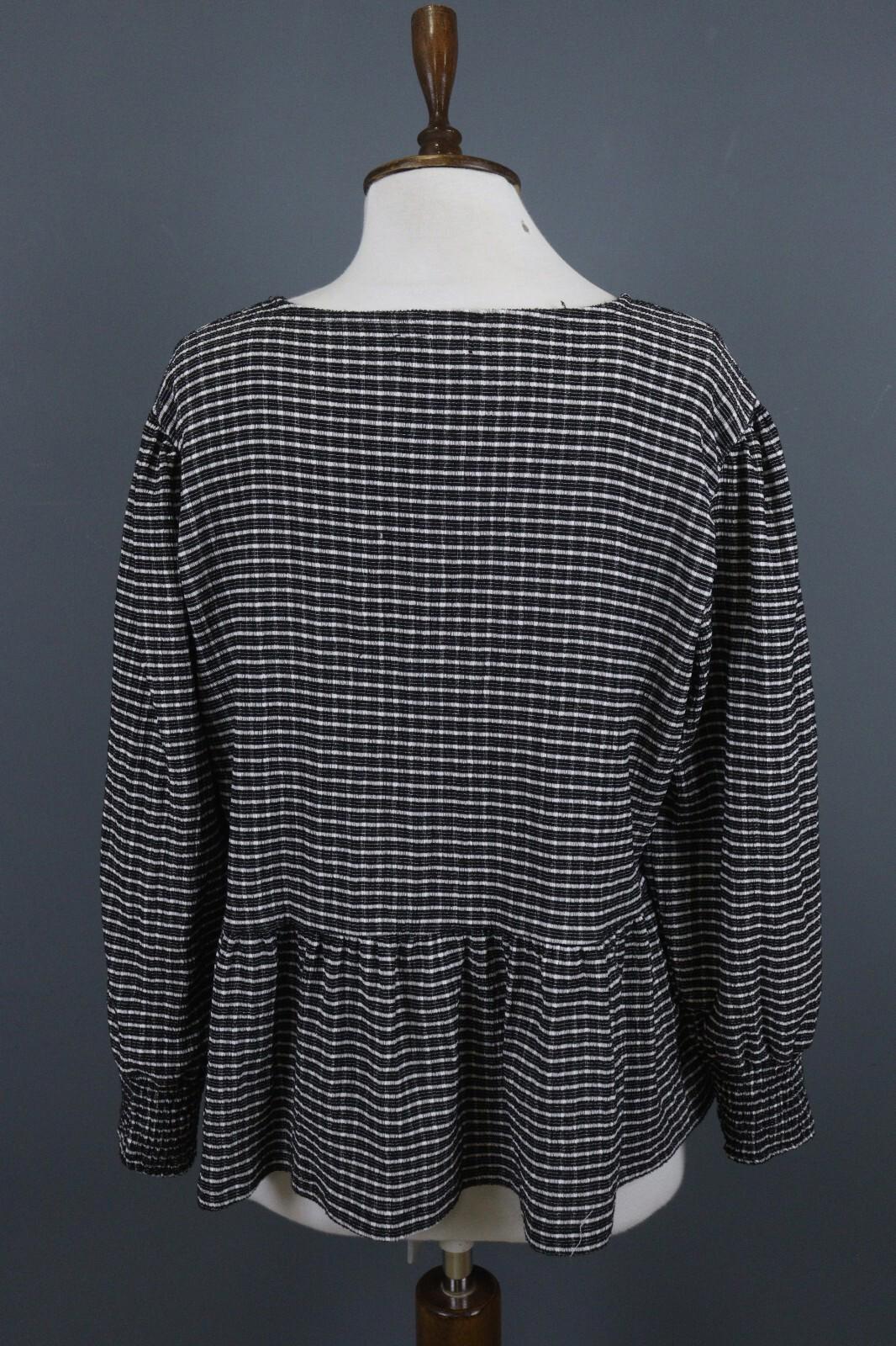 ZADIG & VOLTAIRE Black and White Casual Long Sleeve Round Neck Top Blouse