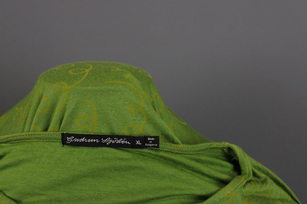 GUDRUN SJODEN Green Printed Round Neck Long Sleeve Pullover Blouse Top – Size XL