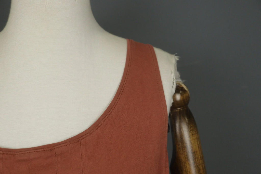 GUDRUN SJODEN Brown Pleated Sleeveless Scoop Neck Pullover Tank Dress – Size M