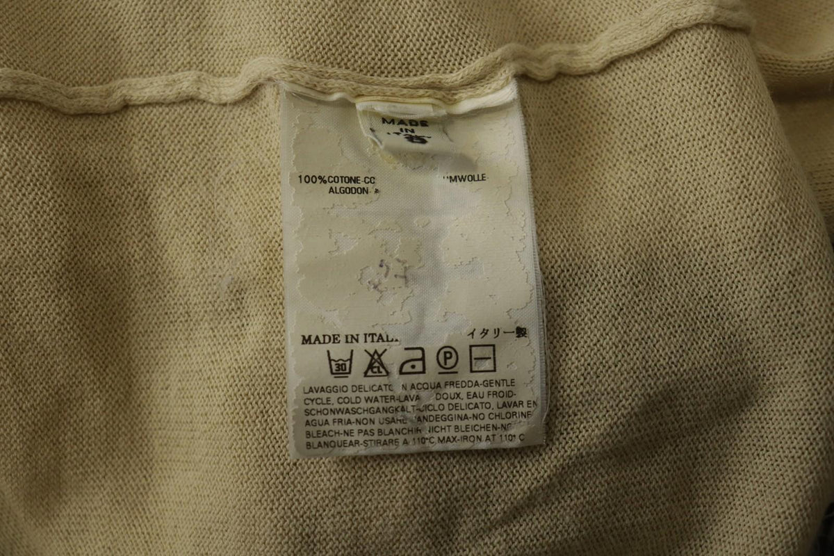 MAISON MARTIN MARGIELA Tan Cotton Knitted Raglan Sleeve Pullover Sweater – Size S – Used