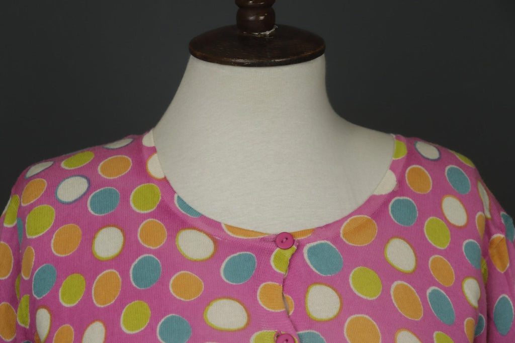 GUDRUN SJÖDEN Multi Polka Dot Long Sleeve Button Front Cardigan Sweater – Size M