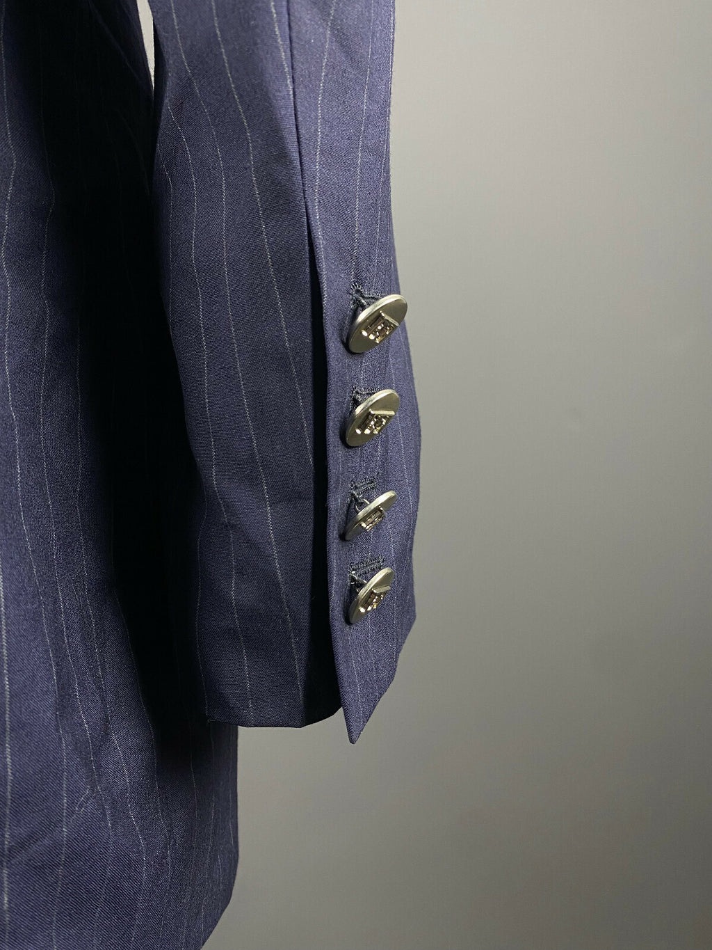 Escada Navy Blue Cashmere Striped Sport Coat Blazer Jacket – Women's 40