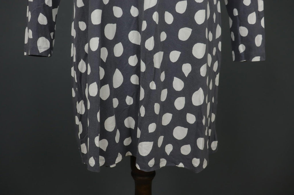 MARIMEKKO Gray White Polka Dot Viscose Long Sleeve Pullover Shift Dress – Size M