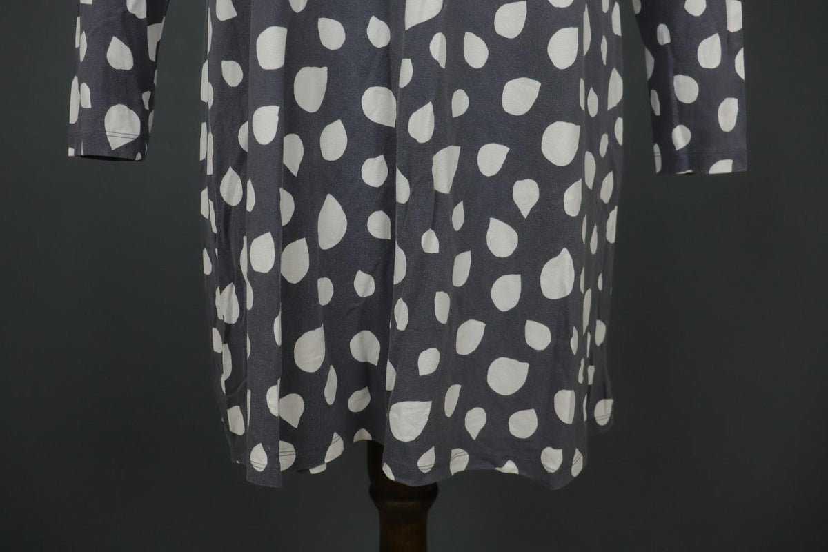 MARIMEKKO Gray White Polka Dot Viscose Long Sleeve Pullover Shift Dress – Size M