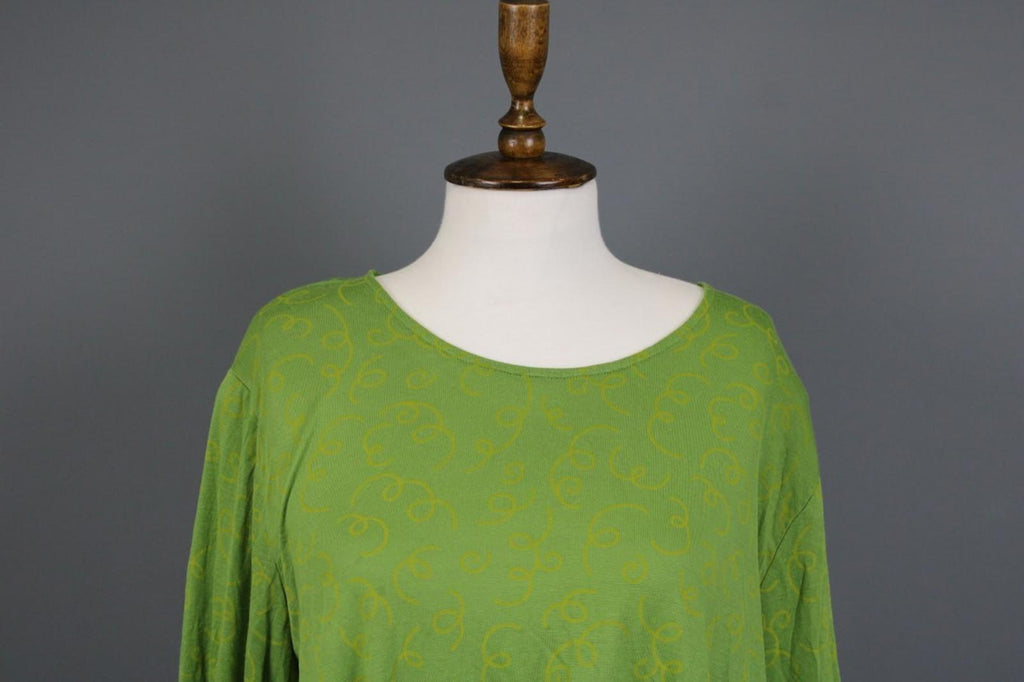 GUDRUN SJODEN Green Printed Round Neck Long Sleeve Pullover Blouse Top – Size XL