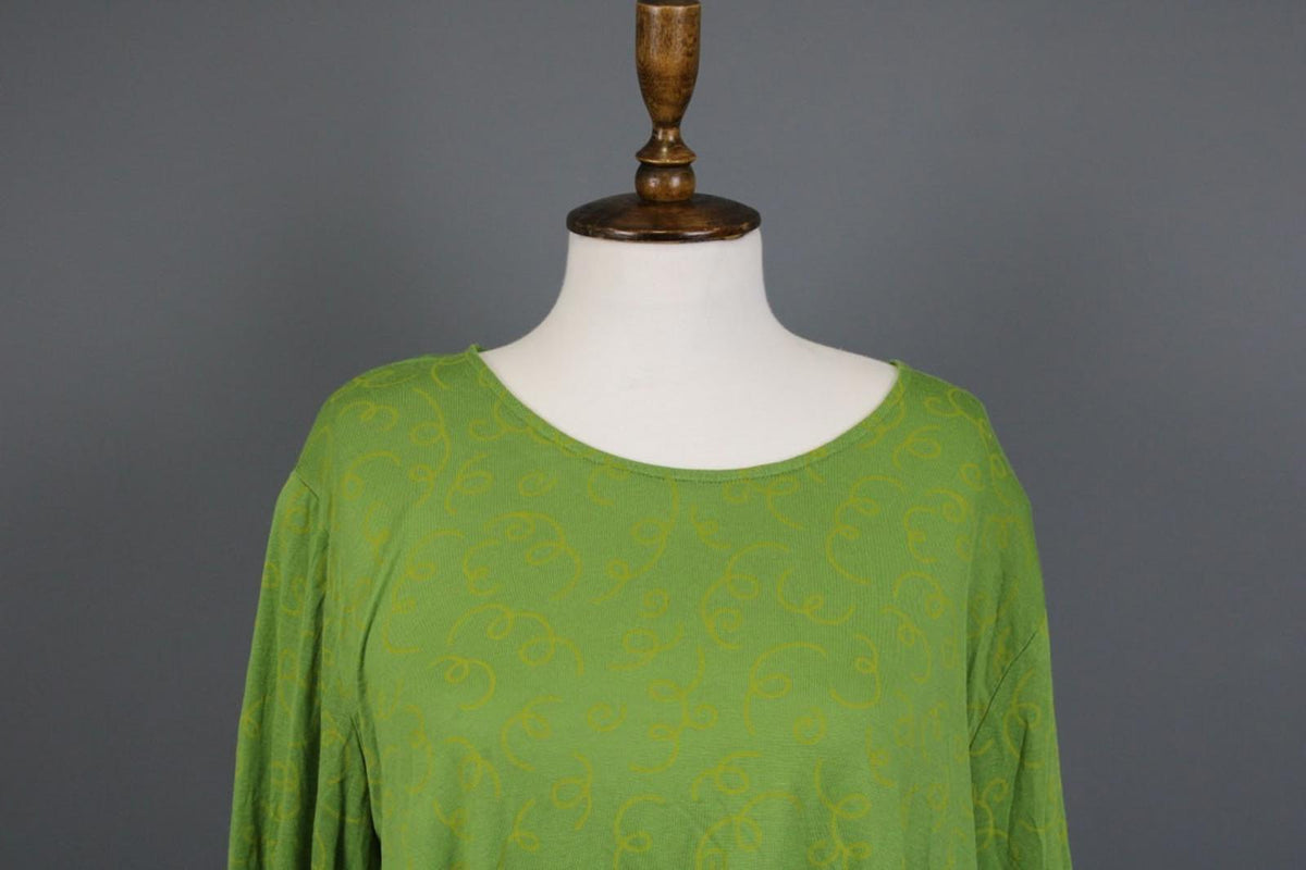 GUDRUN SJODEN Green Printed Round Neck Long Sleeve Pullover Blouse Top – Size XL
