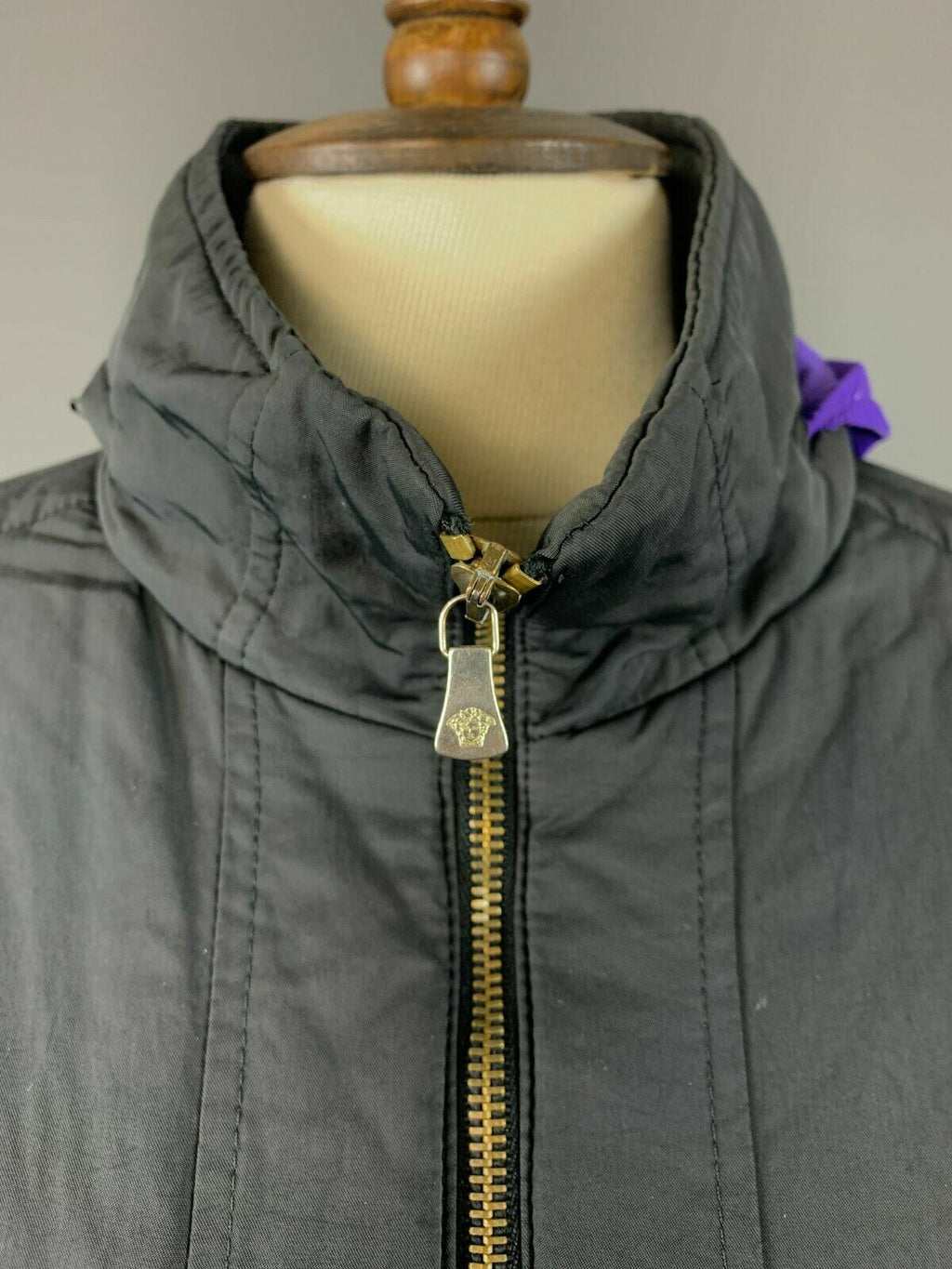 Versace Jeans Couture Black Full Zip Hooded Nylon Jacket – Women's XL