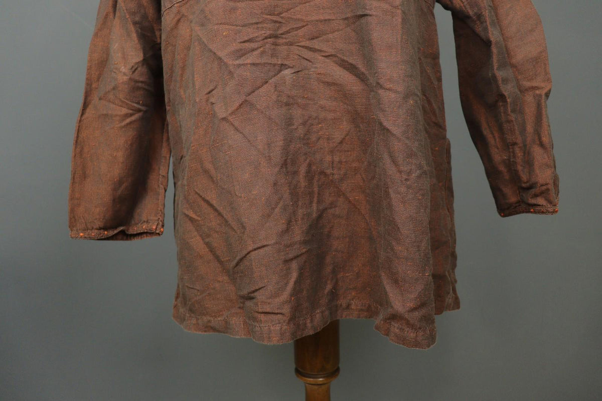 GUDRUN SJÖDEN Brown Lagenlook Linen Long Sleeve Button Front Shirt Dress – Size S