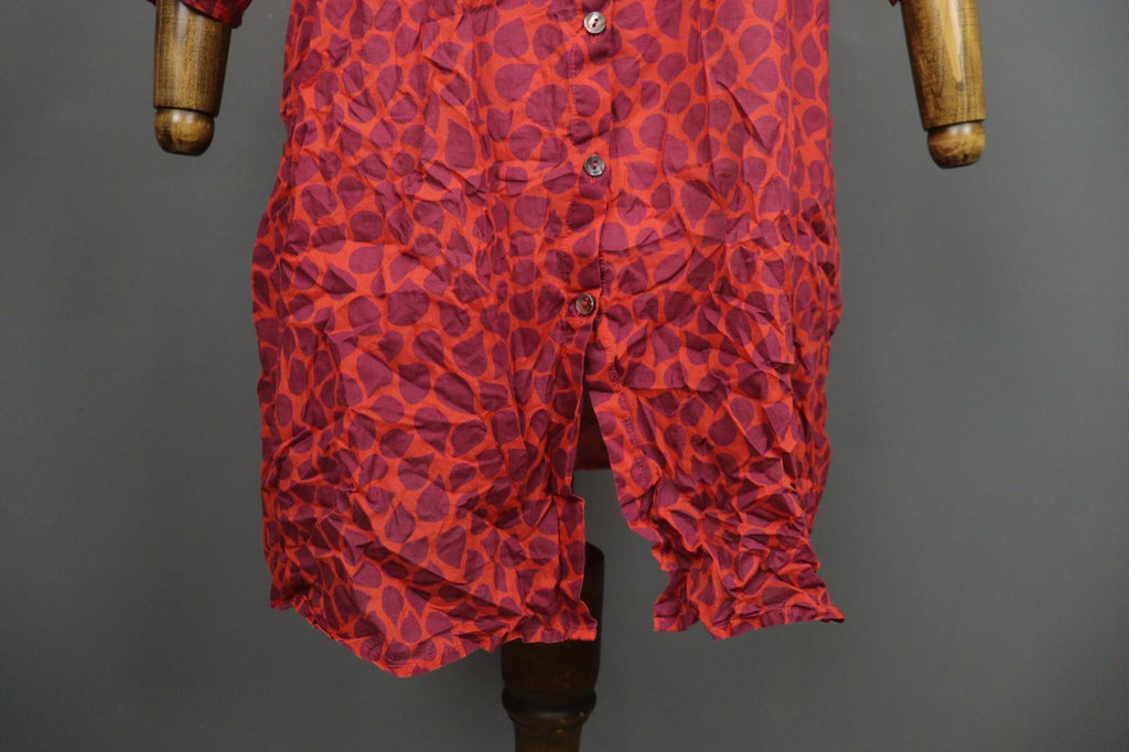 GUDRUN SJODEN Orange Abstract Casual Long Sleeve Button Front Shirt Dress – Size S