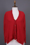OSKA Red Knit Drape Long Sleeve Button Cardigan Sweater – Size 3