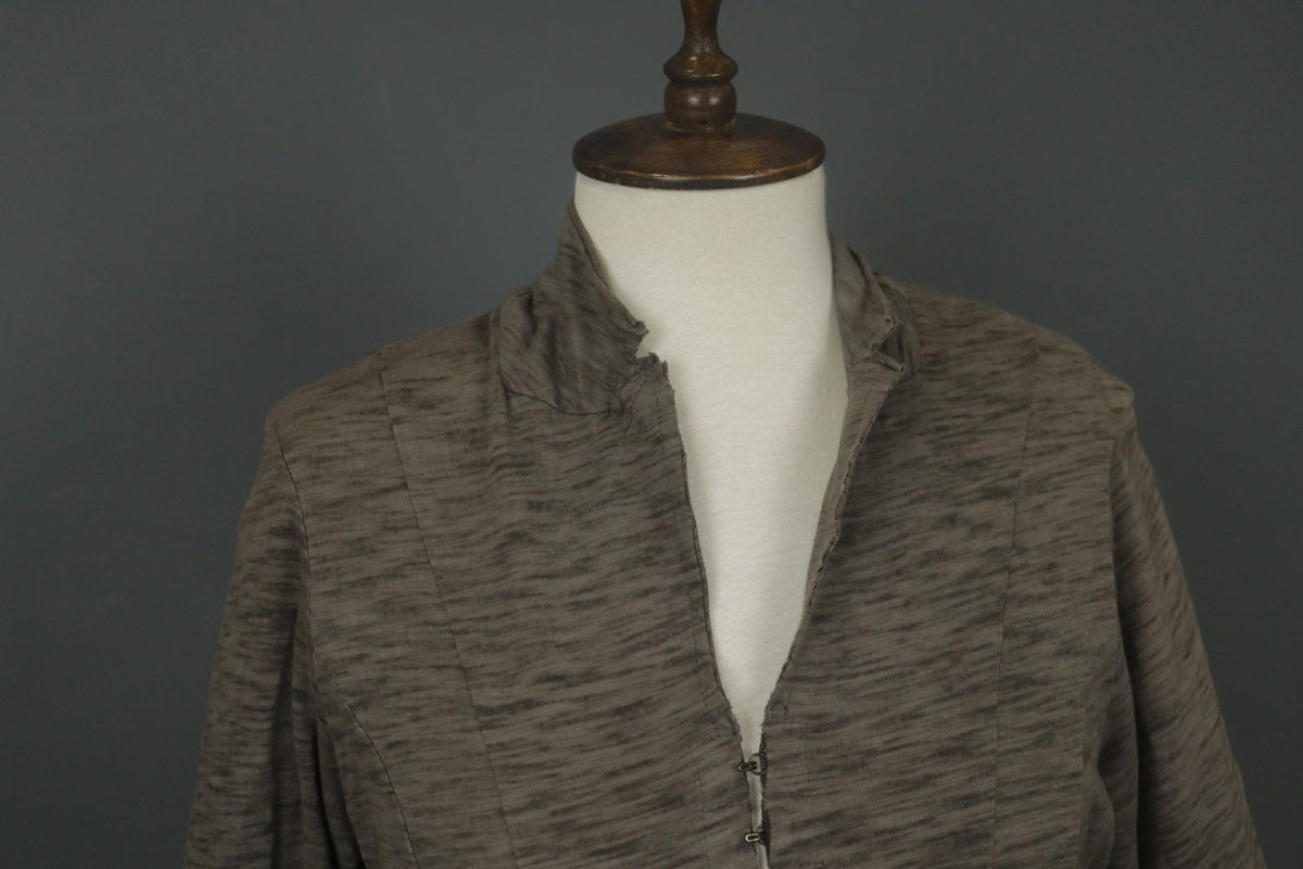 RUNDHOLZ Cardigan Heather Gray Casual Mock Neck Long Sleeve Hook & Eye – Size M