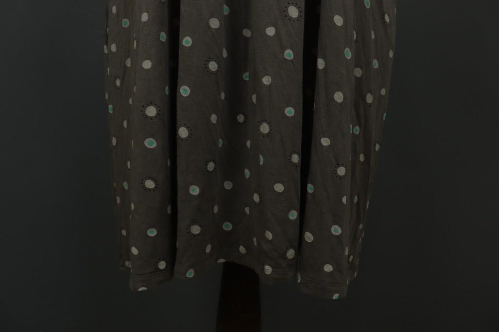 GUDRUN SJODEN Gray Polka Dot Lyocell Long Sleeve Round Neck Shift Dress – Size XL