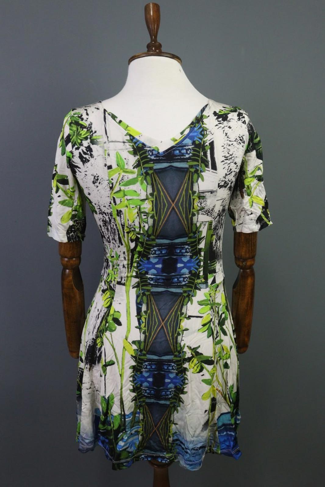 AVENTURES DES TOILES Multi Printed V-Neck Short Sleeve Sheath Dress – Size 36