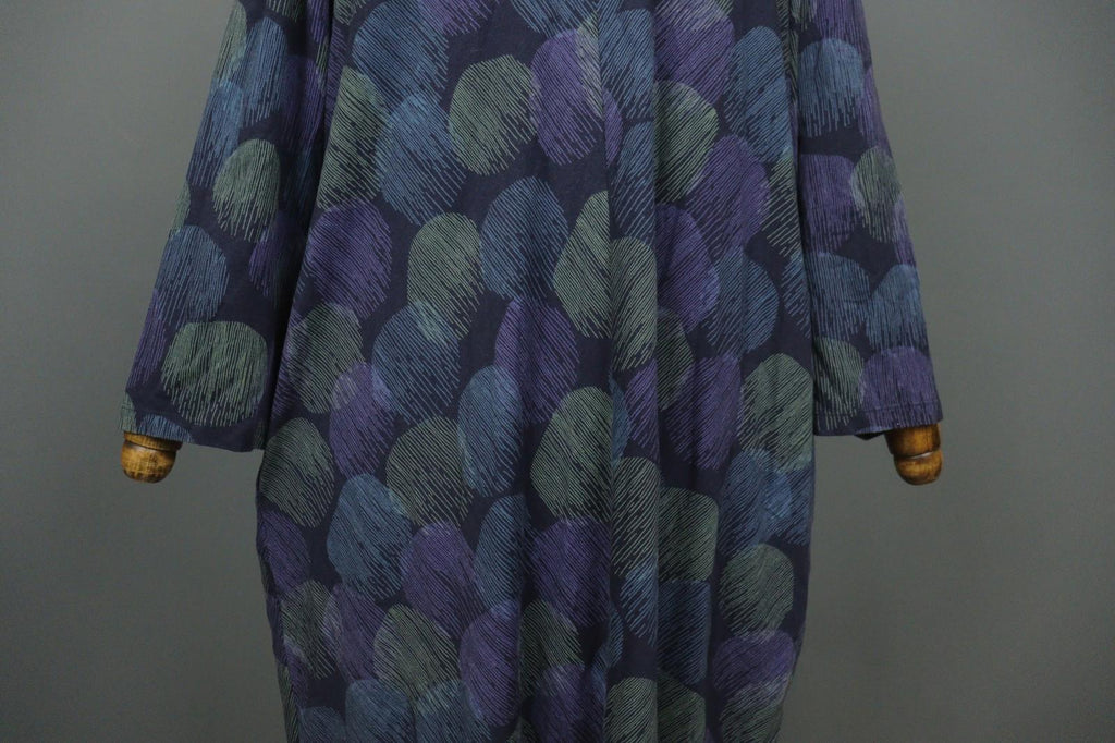 GUDRUN SJODEN Multi Abstract Print Long Sleeve Scoop Neck Sheath Dress M/L