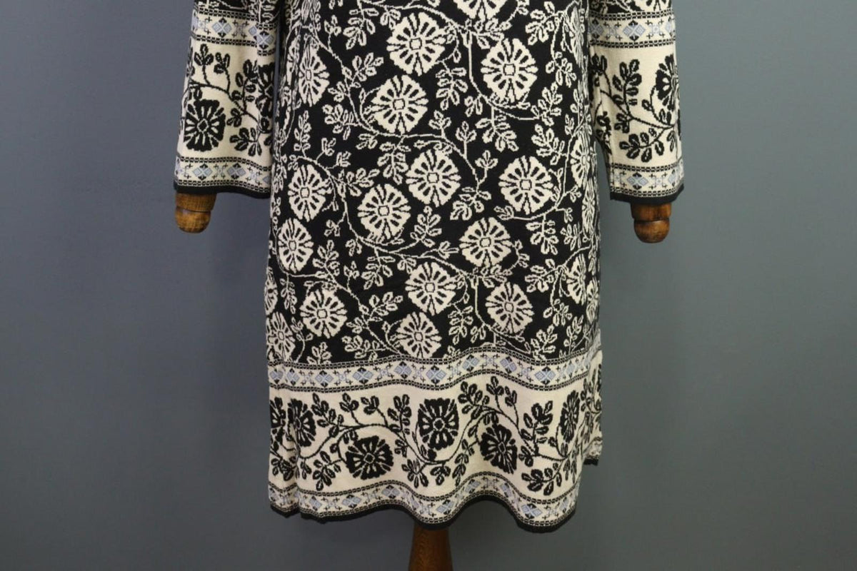 GUDRUN SJODEN Multicolor Floral Cotton Crew Neck Long Sleeve Sheath Dress – Size S