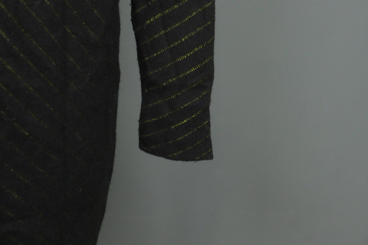 GUDRUN SJODEN Black Geo Print Wool Blend Casual Open Front Knit Long Coat – Size S