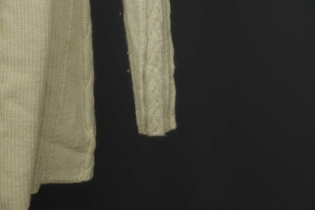 KUNA Beige 100% Baby Alpaca Knit Long Sleeve Open Front Cardigan Sweater – Size S