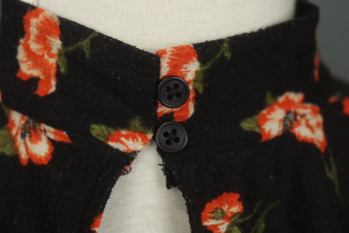 LAURA ASHLEY Black Floral Print Keyhole Front Long Sleeve Sheath Dress – Size M/L