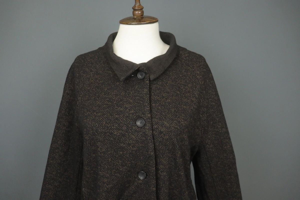 OSKA Brown Virgin Wool Long Sleeve Collared Button Front Knit Jacket – Size 2