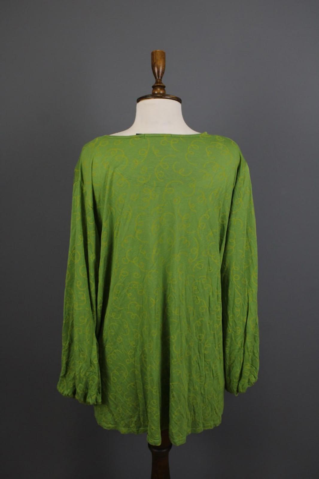 GUDRUN SJODEN Green Printed Round Neck Long Sleeve Pullover Blouse Top – Size XL